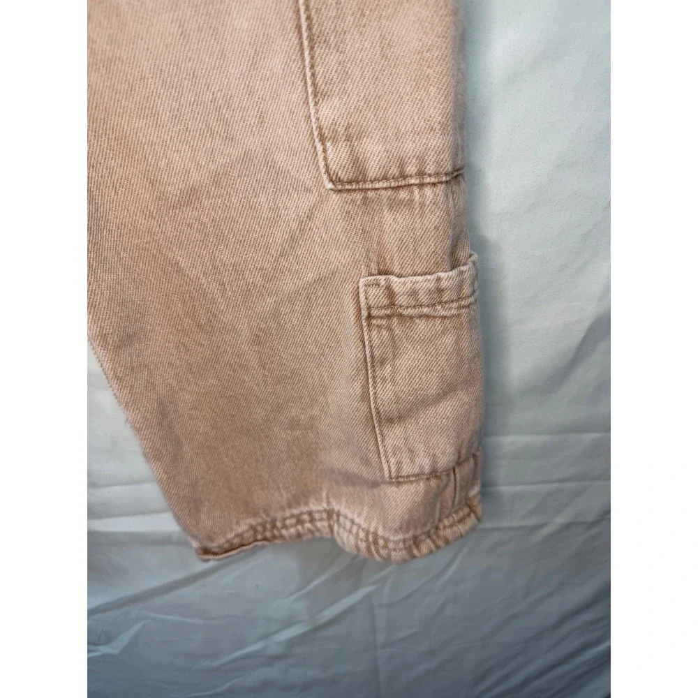Justice‎ Girls Tan Cargo Pants Cotton Denim Utility Trousers Size 7 wide leg